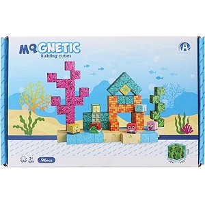 Jogo de Cubos Magnéticos de Construção Magnetic Building Cubes Chuang Huang - CH1403 (96 peças)