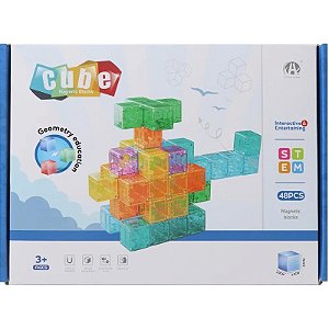 Jogo de Cubos Magnéticos de Construção Magnetic Chuang Huang - CH1446 (48 peças)