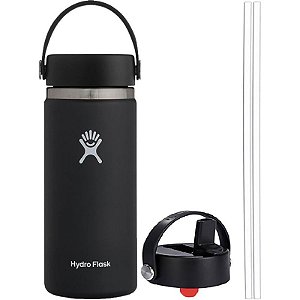 Garrafa Térmica Hydro Flask W16BTS001 473mL + Tampa WSF001 - Preta