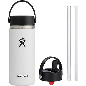 Garrafa Térmica Hydro Flask W16BTS110 473mL + Tampa WFS001 - Branca