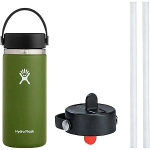 Garrafa Térmica Hydro Flask W16BTS306 473mL + Tampa WSF001 - Oliva