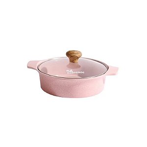 Caçarola de Cerâmica Ecoramic com Tampa Rosa 20CM