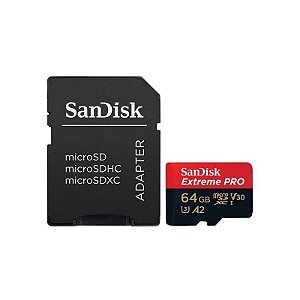 Cartão de Memória Micro SD SanDisk Extreme Pro 200-90 MB/s U3 com Adaptador de 64 GB