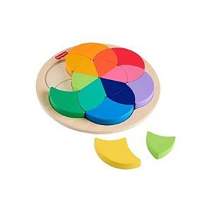 Jogo Didático Quebra-Cabeça de Roda de Cores de Madeira 19 Peças