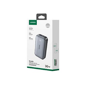 Carregador Portátil Ugreen Nexode PB510 10000mAh 30W USB-C + USB-A - Cinza