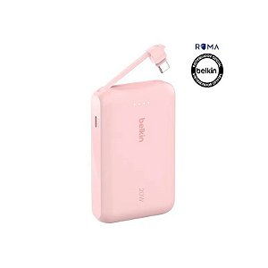 Carregador Portátil Belkin BoostCharge 10K com Cabo Integrado Rosa - BPB021FQPK