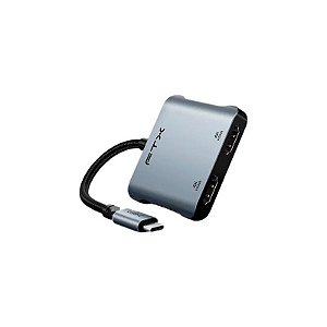 Hub FTX CT-CM2H4K-Ag - USB-C - USB/USB-C/2X HDMI - Cinza