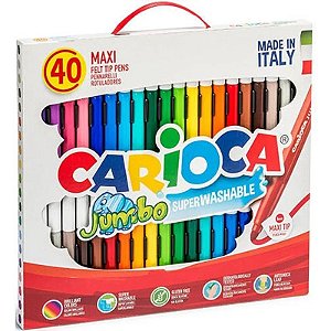 Marcador Carioca Maxi Ponta Feltro Canetas Jumbo Superlavável - 41257 (40 cores)
