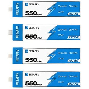 Bateria Betafpv BT2.0 1S 550 mAh 40C/80C 3.8V (4 peças)