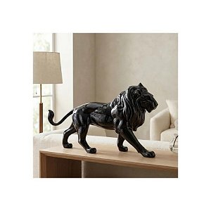 Estátua Decorativa de Leão 46,5 CM Preta