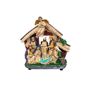 Figura de Natal Em Casa com Anjo 26CM