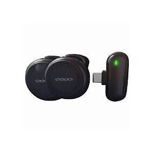 Microfone Sem Fio Via Satélite A-MK206 Tipo C + Lightning - Preto