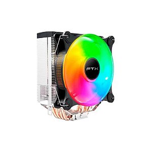 Cooler de Ar para CPU FTX FTXCC-421P, ARGB, 120MM, Intel 775/115X/1200/1366/1700, AMD AM2+/AM3+/AM4/AM5/FM1/FM2/754/939/940, Preto