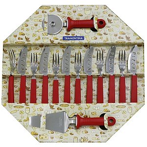Kit para Pizza Tramontina 25099/722 (14 Peças) Vermelho