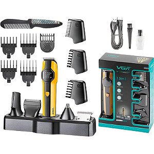Kit de Higiene Cortador de Cabelo VGR Voyager V-173 - Amarelo