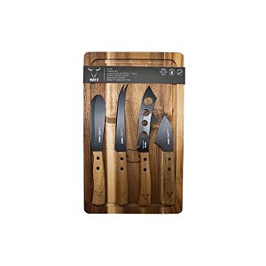 Conjunto de Aperitivo Wayu com Facas + Tábua 20x33cm