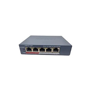 Hub Switch PoE Hikvision 4 Portas 10/100Mbps Modelo DS-3E1105P-Ei/M 45W