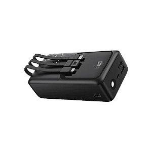 Carregador Portátil FTX 10000MAH 22.5W PB-30LCD-BK Power Bank Preto com Cabo In