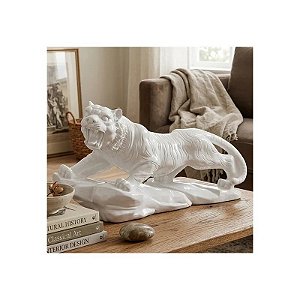 Estátua Decorativa Felino 45 CM Branca
