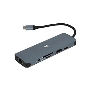 Hub USB-C Mtek DS-91TC com 3 Portas USB 3.0/HDMI e USB-C - Cinza