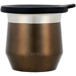 Copo Terrano Mate Plano Tampa de Silicone 170mL Cobre