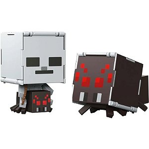 Bonecos Minecraft Spider Jockey + Spider Flippin' Figs 2 em 1 Mattel - JCN24