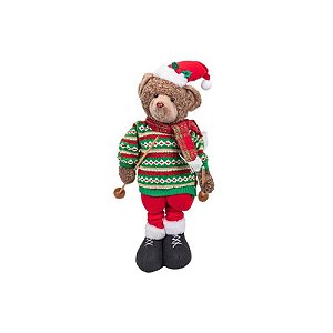 Boneca de Natal Urso com Chapéu Retrátil 56 a 96cm Vermelho