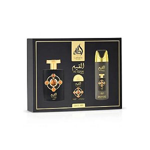Kit de Perfume Lattafa Pride Al Qiam Gold Edp 100ml + Spray 200ml + Miniatura 20ml - Masculino