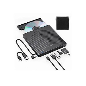 Gravador de DVD Externo USB 3.0 + 2 USB-C