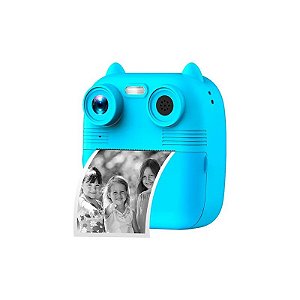 Câmera Digital Satélite A-DV915 com Impressora Térmica Tela 2.8" Recarregável Azul