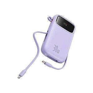 Carregador Portátil Baseus QPOW2 10.000 Mah 30 W USB-A + USB-C + 2 Cabos USB-C - Roxo (P10055008513)