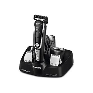 Kit Aparador de Cabelo Mondial BG-05 Super Groom 11 - Preto/Prata