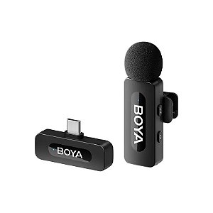 Microfone Sem Fio Boya USB C Preto Microfone sem fio Boya USB C preto