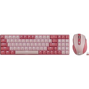Mouse e Teclado Gamer Sem Fio Redragon BS-8772RP Rosa