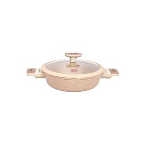 Panela Rasa Antiaderente Ucc Life de 24 cm na Cor Bege Granito
