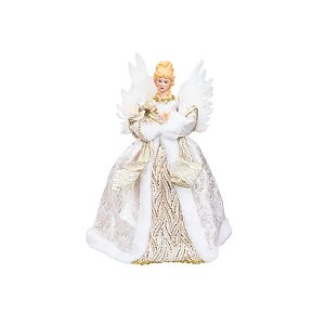Boneco Anjo de Natal Branco/Dourado 40CM