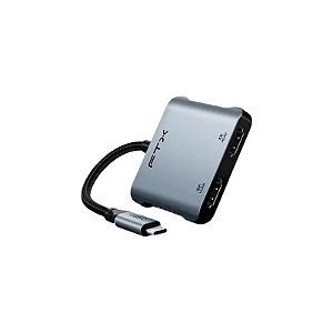 Hub FTX CT-CM2H8K-Ag - USB-C - USB/USB-C/2X HDMI - Cinza