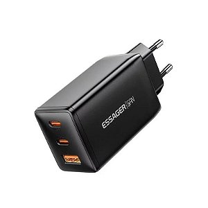 Carregador Essager ECTAC-DYB01-Z USB-A + 2 Tipos de USB-C - Preto