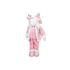 Boneco de Neve Decorativo de Natal Rosa 90CM