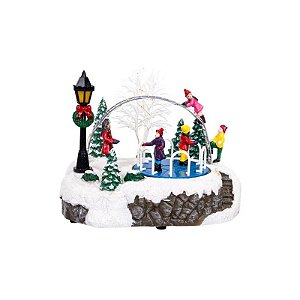 Adorno de Natal Parque com Luzes Carrossel Giratório 20CM