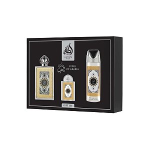 Kit Lattafa King Of Arabia Presente Perfume Eau de Parfum Unissex - 3 Unidades