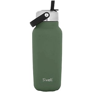 Garrafa Térmica S'well Explorer Fliw Straw 940ml - Green Jasper Stone
