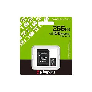 Cartão de Memória Micro SD Kingston Canvas Select Plus 256GB 100MBS - SDCS3/256GB