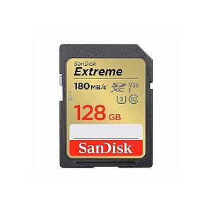 Cartão SD 128GB Sandisk Extreme U3 V30 180MB/s SDSDXVA-128G-GN Cinza