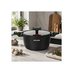 Panela Ucc Life para Indução Antiaderente 24CM Preta com Verde