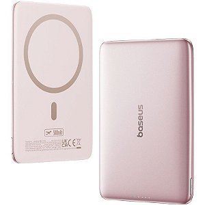 Carregador Portátil Baseus PicoGo Qi2 5000mAh 20W - Powerbank Magnética Rosa Nebulosa