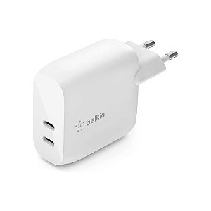 Carregador Duplo de Parede Belkin WCB006VFWH 20W USB-C, PD 40W Branco Brasil