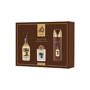 Kit Perfume Lattafa Pride Eternal Oud Edp 100ML + Mini Perfume 20ML + Spray 200ML - Unissex
