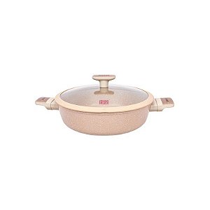 Panela Rasa Antiaderente Ucc Life de 28 cm na Cor Bege Granito