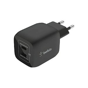 Carregador Duplo de Parede Belkin WCH011VFBK 45W USB-C GaN PPS 20/25W - Preto